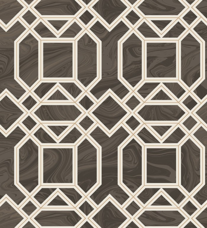 Papel pintado geométrico con inserciones en oro - Ducal Stone 679472