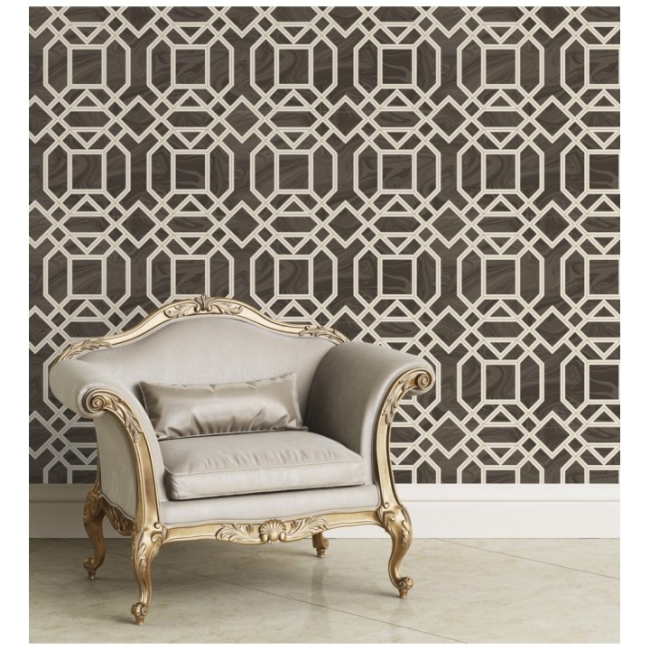 Papel pintado geométrico con inserciones en oro - Ducal Stone 679472