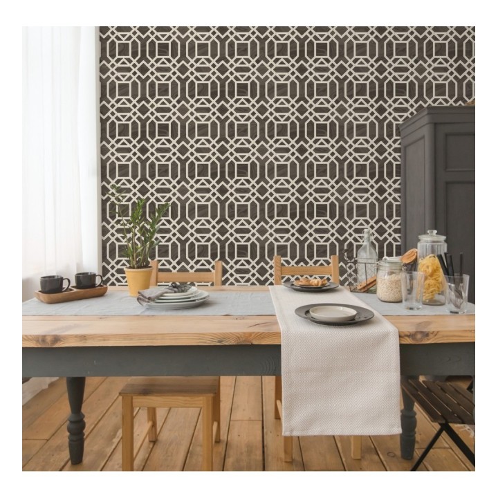 Papel pintado geométrico con inserciones en oro - Ducal Stone 679472