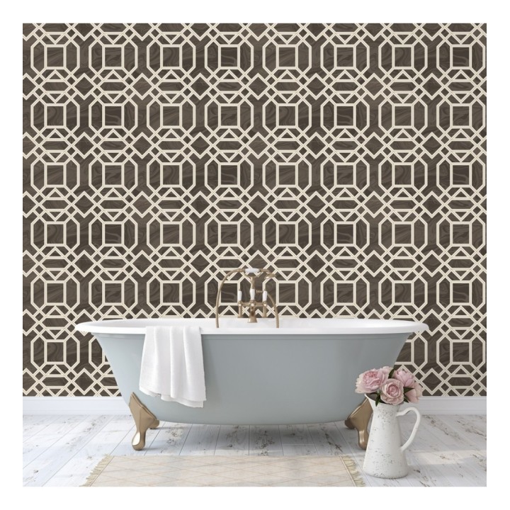 Papel pintado geométrico con inserciones en oro - Ducal Stone 679472