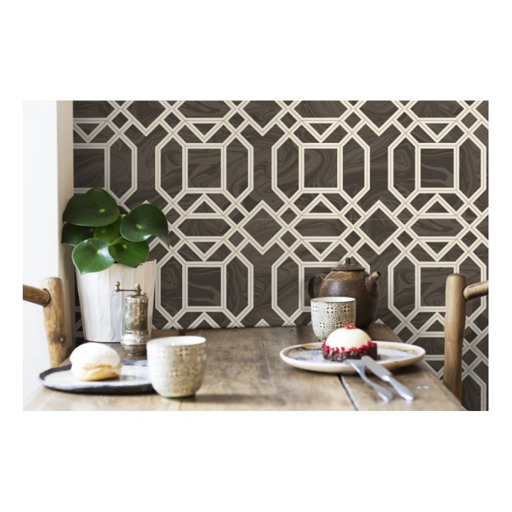 Papel pintado geométrico con inserciones en oro - Ducal Stone 679472