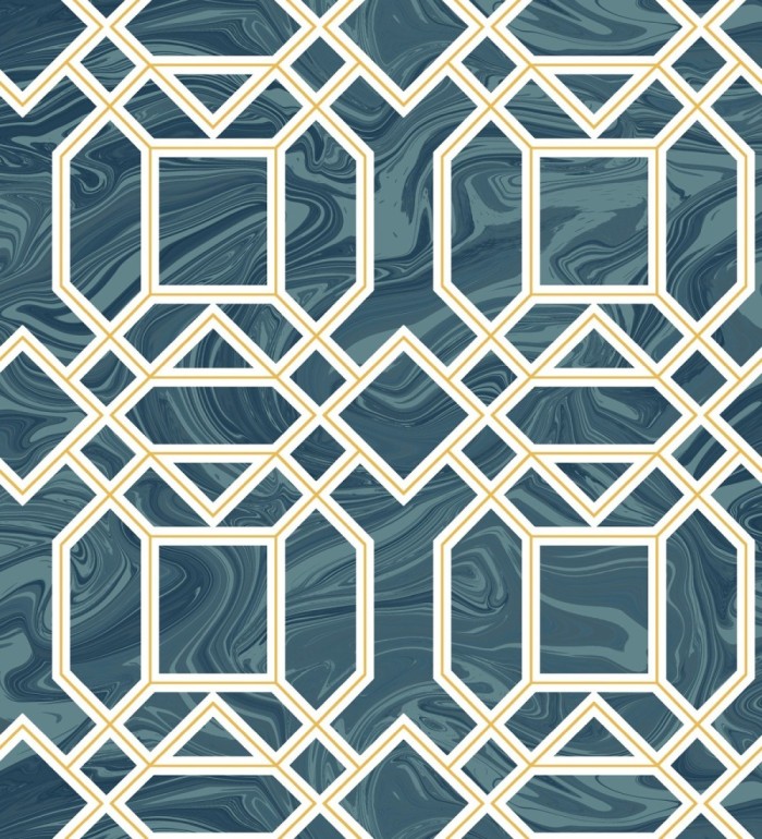 Papel pintado geométrico con inserciones en oro - Ducal Stone 679473