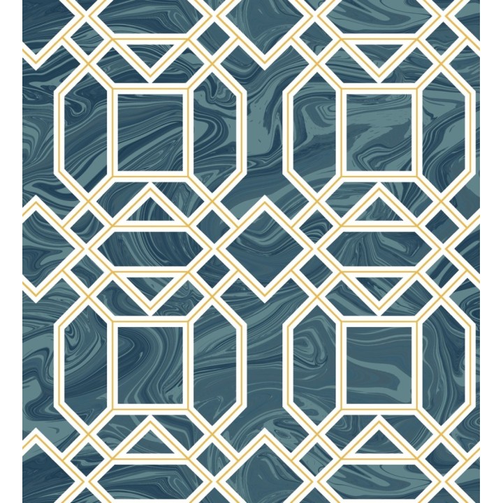 Papel pintado geométrico con inserciones en oro - Ducal Stone 679473