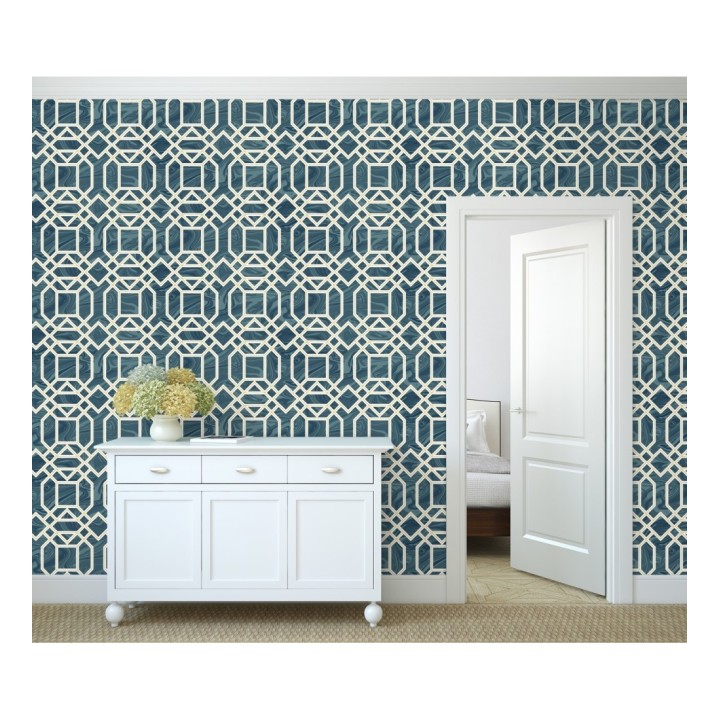 Papel pintado geométrico con inserciones en oro - Ducal Stone 679473