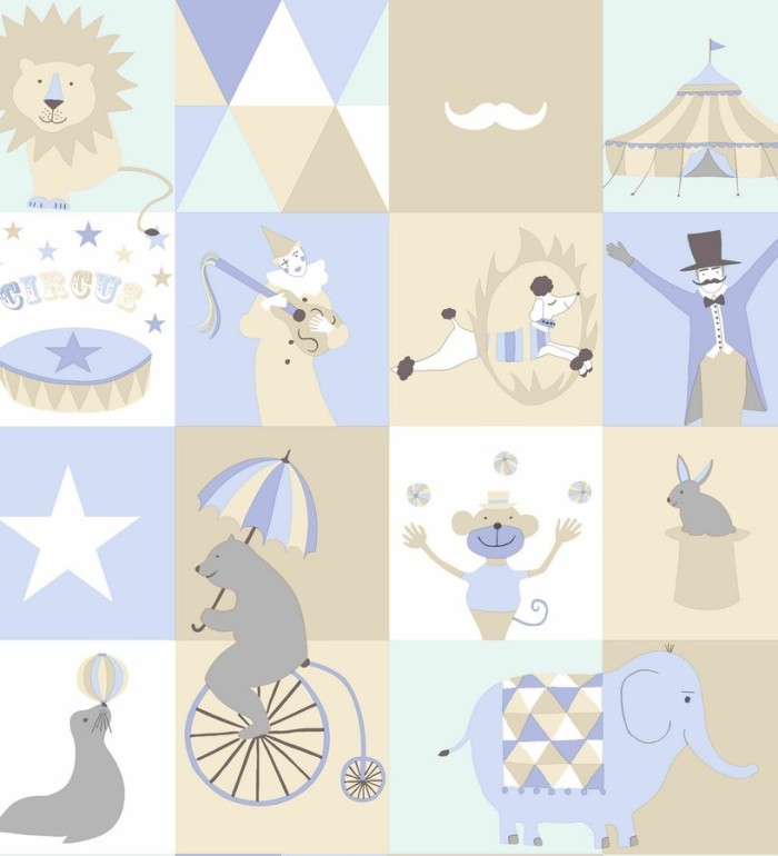 Papel pintado patchwork infantil con motivos del circo - Le Cirque 7336