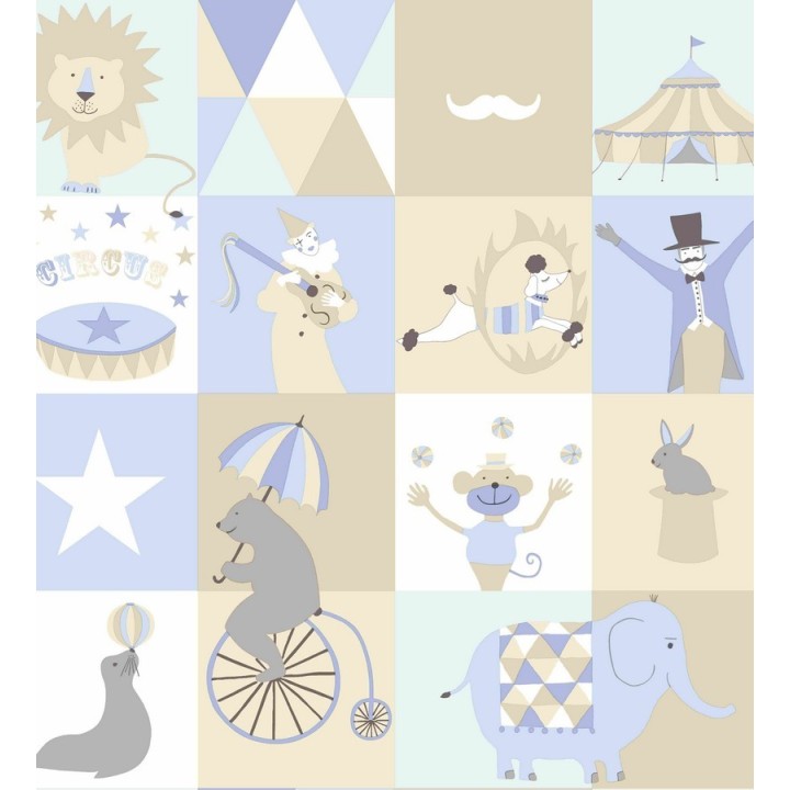Papel pintado patchwork infantil con motivos del circo - Le Cirque 7336