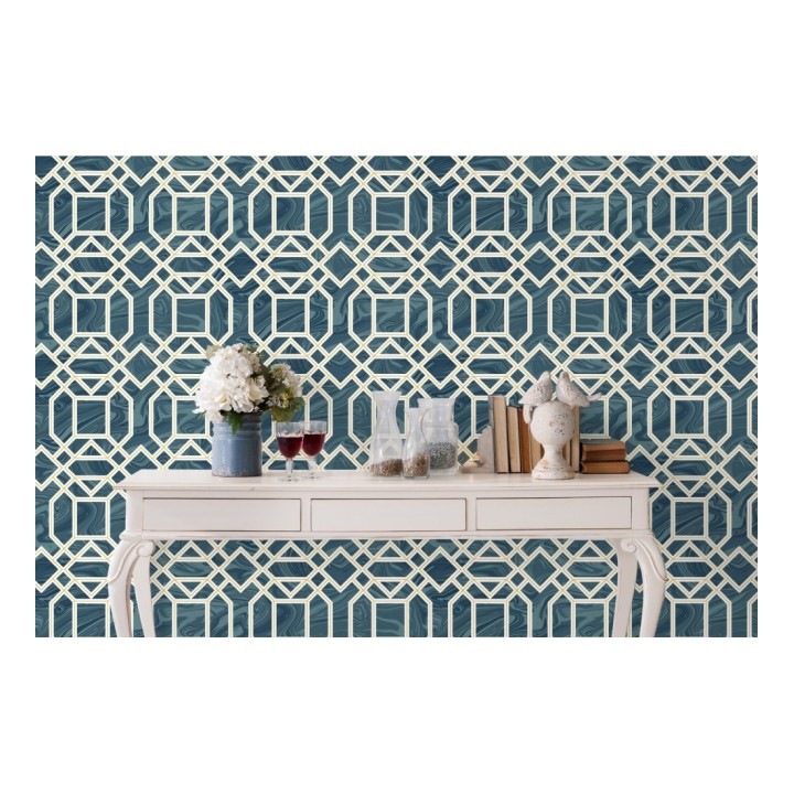 Papel pintado geométrico con inserciones en oro - Ducal Stone 679473