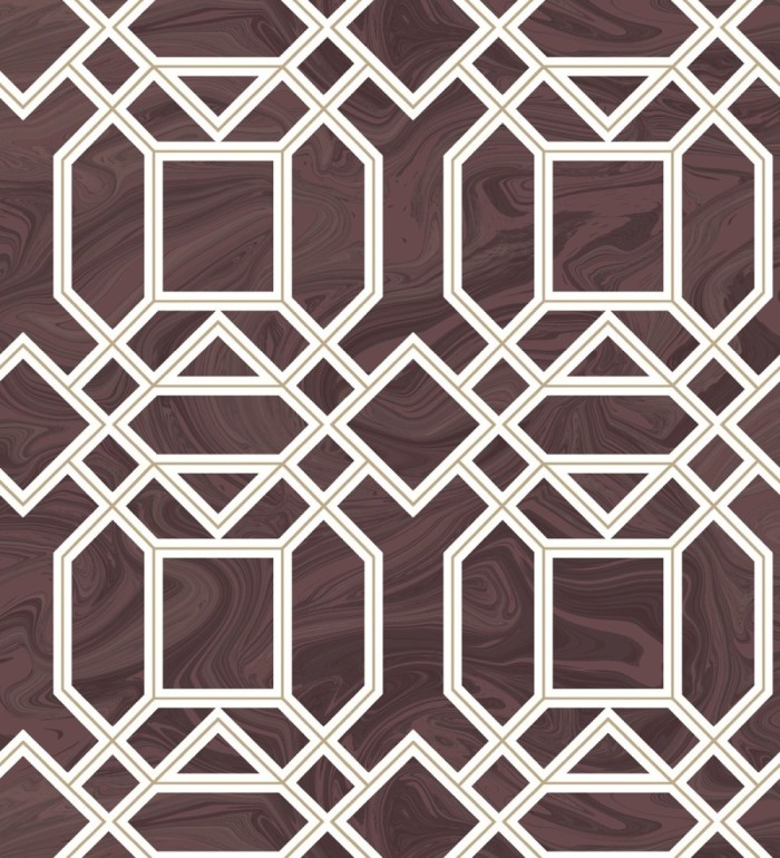 Papel pintado geométrico con inserciones en oro - Ducal Stone 679474