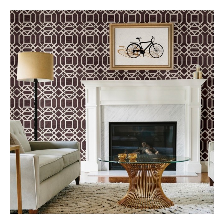 Papel pintado geométrico con inserciones en oro - Ducal Stone 679474