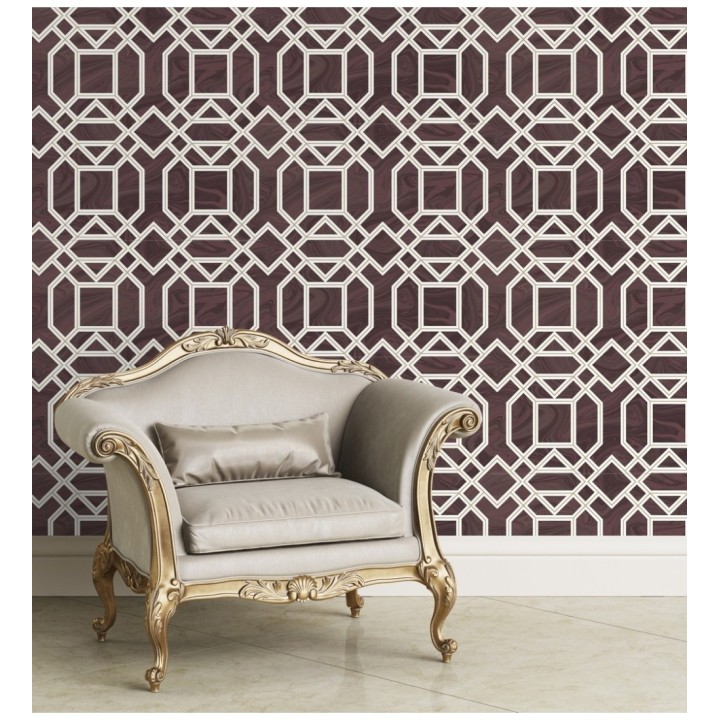 Papel pintado geométrico con inserciones en oro - Ducal Stone 679474