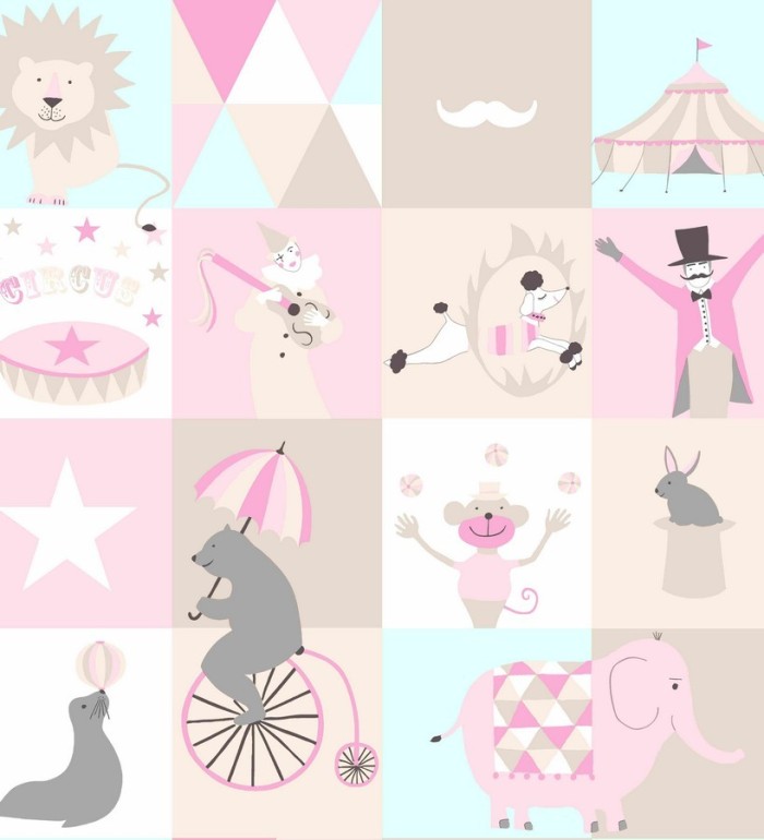 Papel pintado patchwork infantil con motivos del circo - Le Cirque 7337