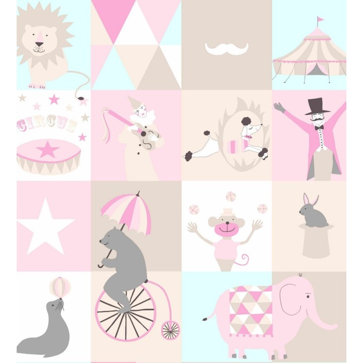 Papel pintado patchwork infantil con motivos del circo - Le Cirque 7337