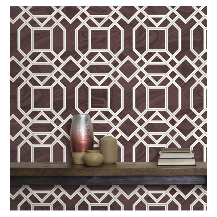 Papel pintado geométrico con inserciones en oro - Ducal Stone 679474