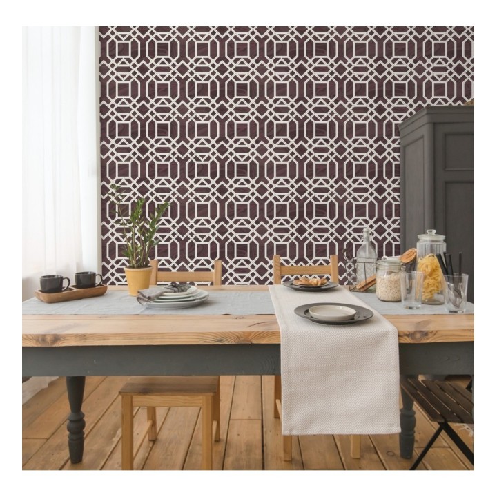 Papel pintado geométrico con inserciones en oro - Ducal Stone 679474