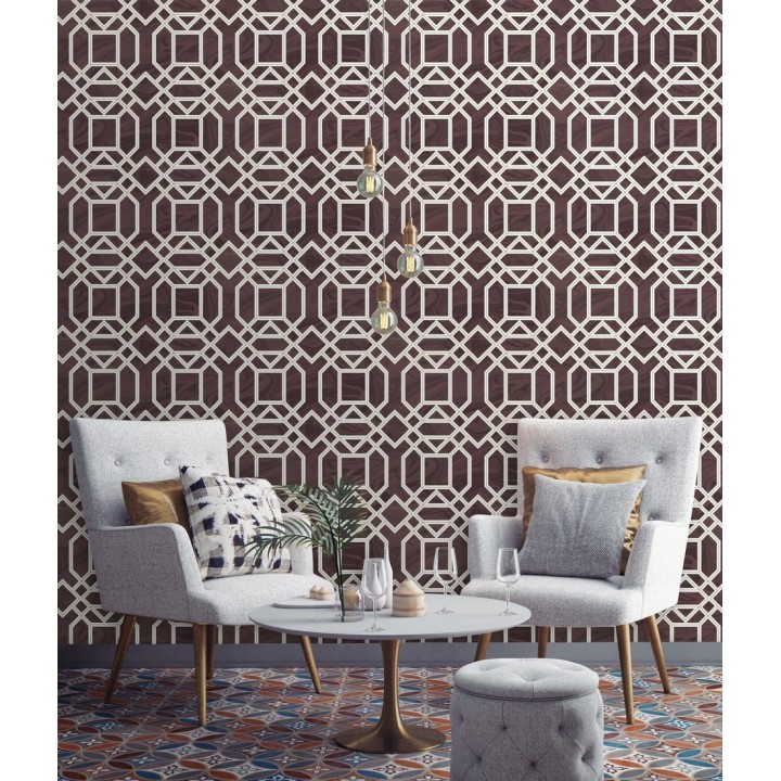 Papel pintado geométrico con inserciones en oro - Ducal Stone 679474