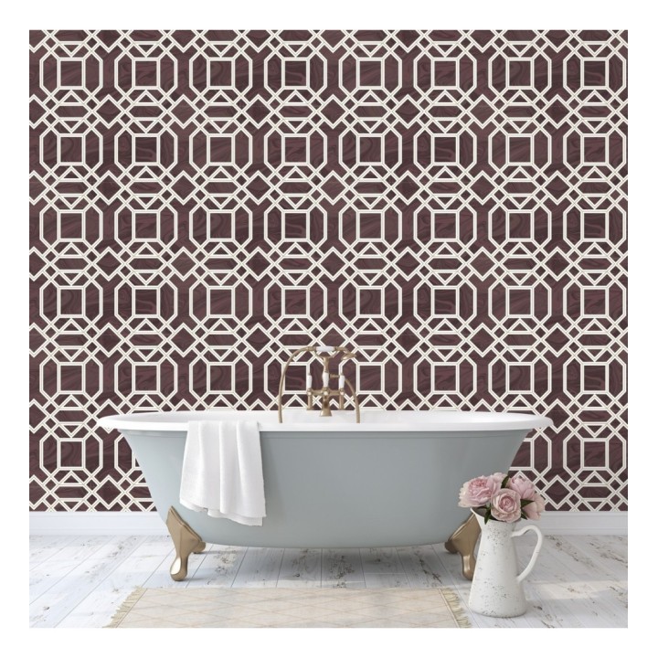 Papel pintado geométrico con inserciones en oro - Ducal Stone 679474