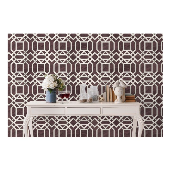 Papel pintado geométrico con inserciones en oro - Ducal Stone 679474