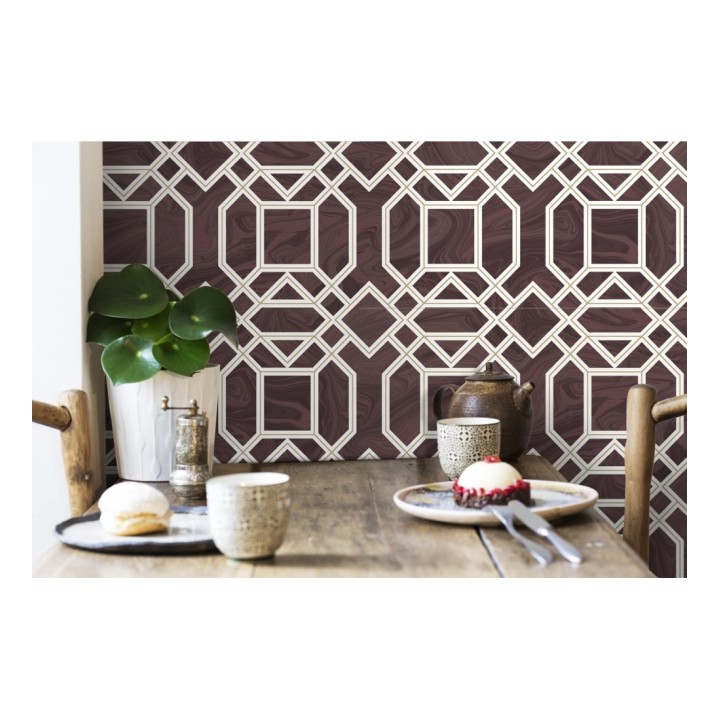 Papel pintado geométrico con inserciones en oro - Ducal Stone 679474