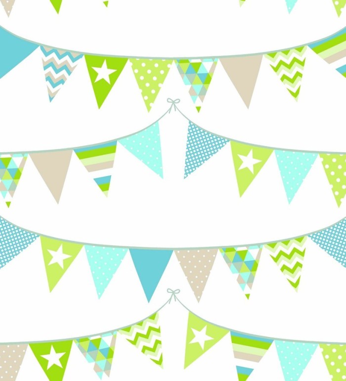 Papel pintado guirnaldas de fiesta para niños - Colored Pennants 7345