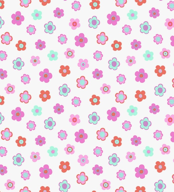 Papel pintado flores pequeñas infantiles tonos rosas y celestes - Merce 7350