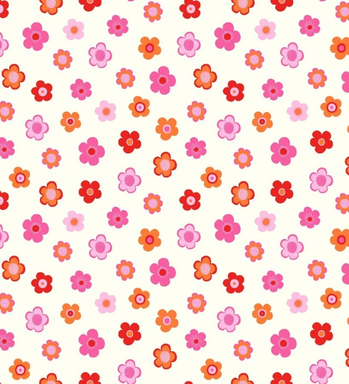 Papel pintado flores infantiles tonos rojos y anaranjados - Merce 7351