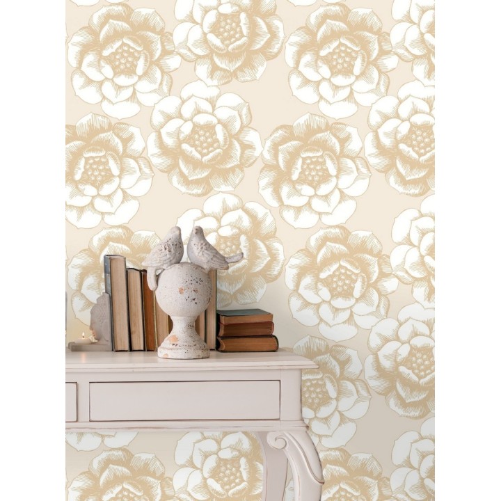 Papel pintado flores grandes estilo nórdico - Magnolia 679492
