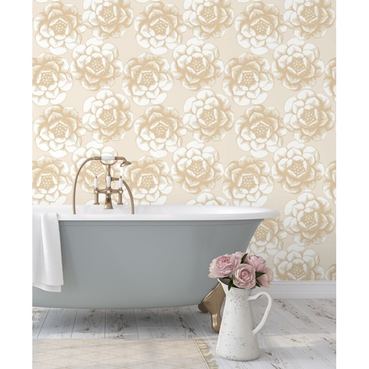Papel pintado flores grandes estilo nórdico - Magnolia 679492