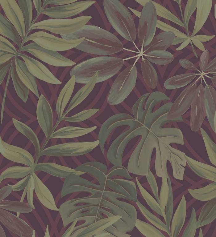 Papel pintado hojas grandes de monstera rojizo tropical - Palm Springs 679494