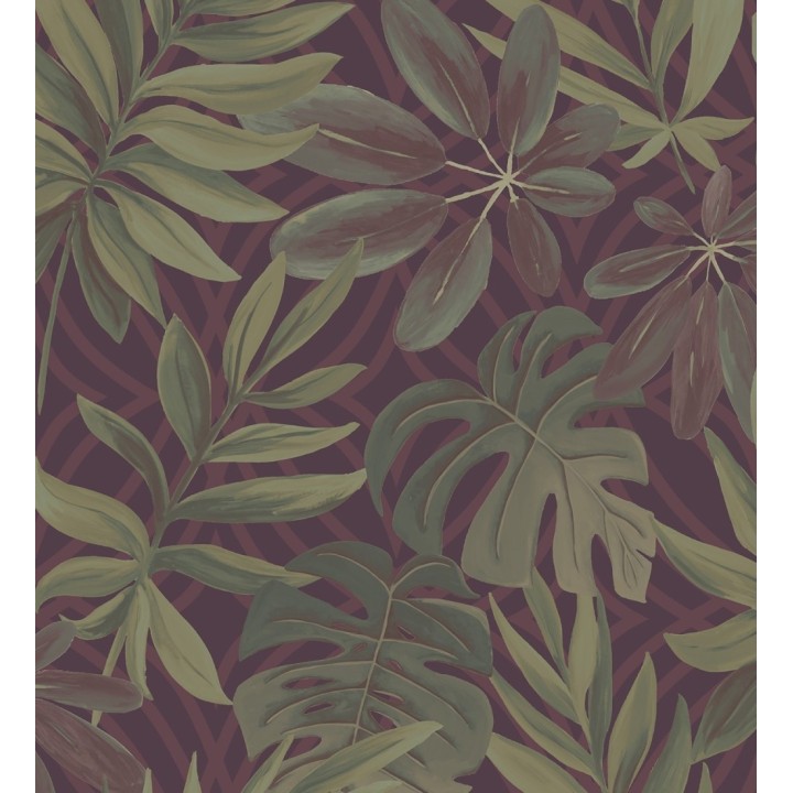 Papel pintado hojas grandes de monstera rojizo tropical - Palm Springs 679494