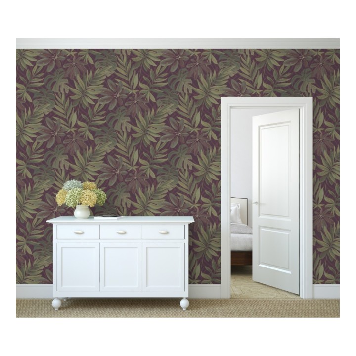 Papel pintado hojas grandes de monstera rojizo tropical - Palm Springs 679494