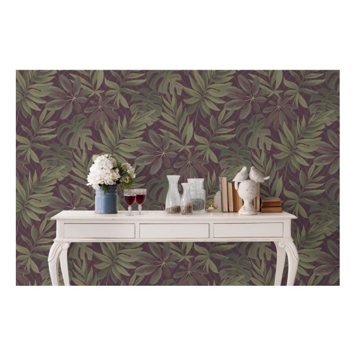 Papel pintado hojas grandes de monstera rojizo tropical - Palm Springs 679494
