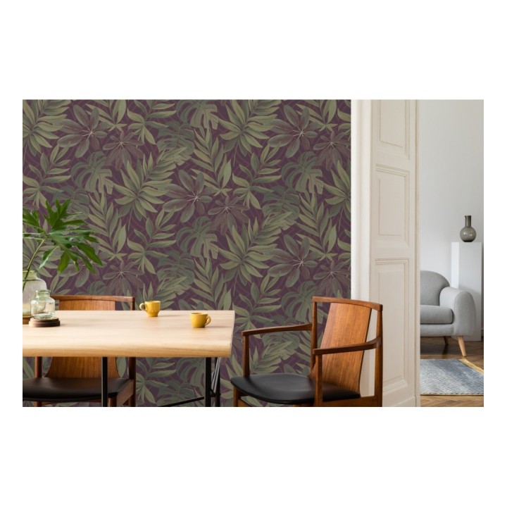 Papel pintado hojas grandes de monstera rojizo tropical - Palm Springs 679494
