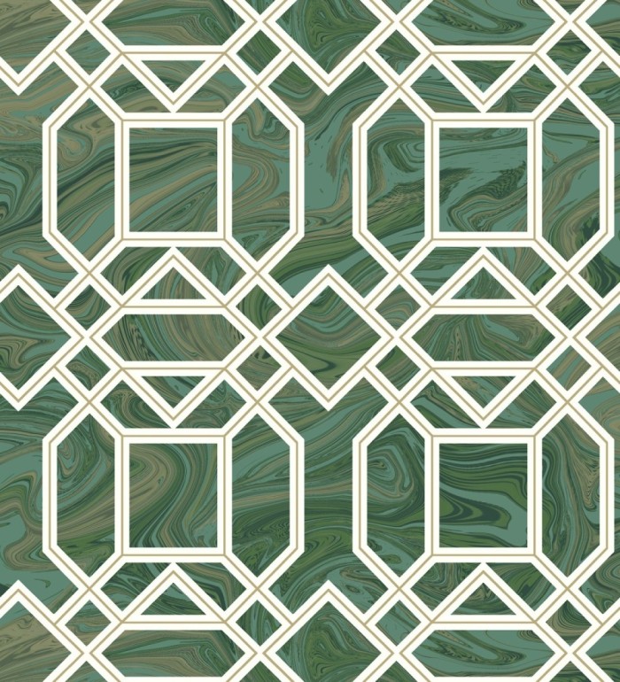 Papel pintado geométrico con inserciones en oro - Ducal Stone 679495