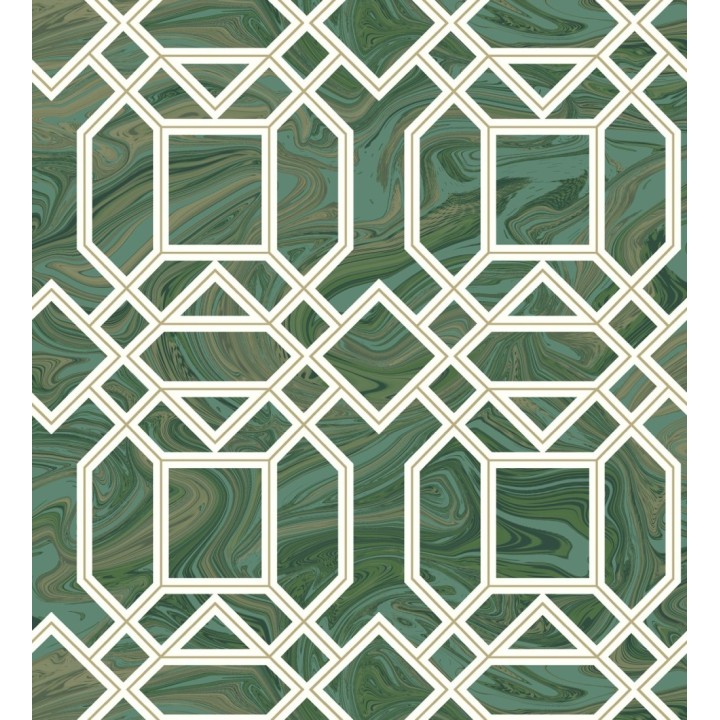 Papel pintado geométrico con inserciones en oro - Ducal Stone 679495