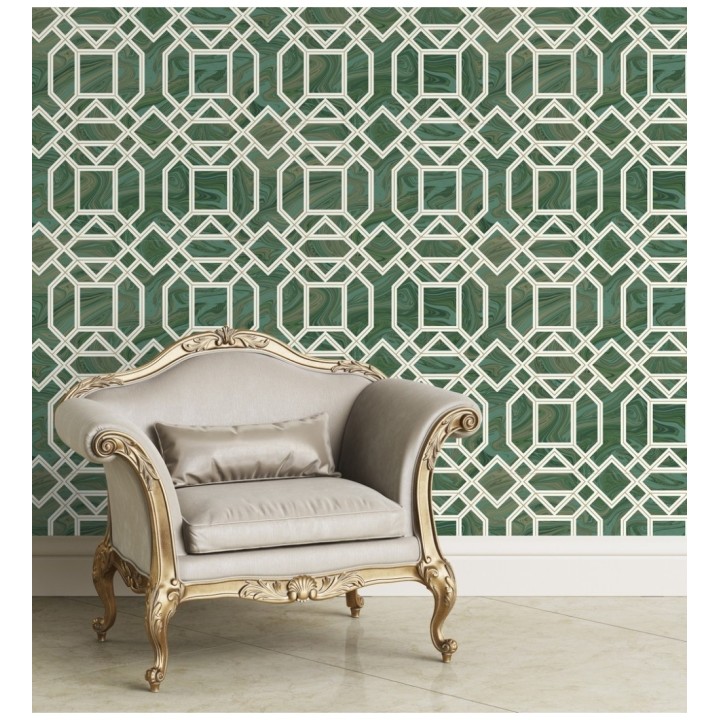 Papel pintado geométrico con inserciones en oro - Ducal Stone 679495