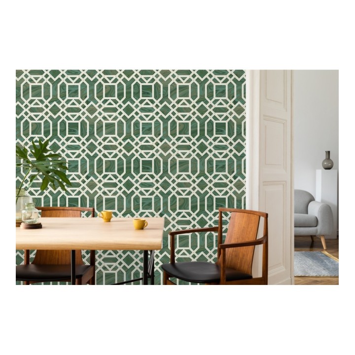 Papel pintado geométrico con inserciones en oro - Ducal Stone 679495