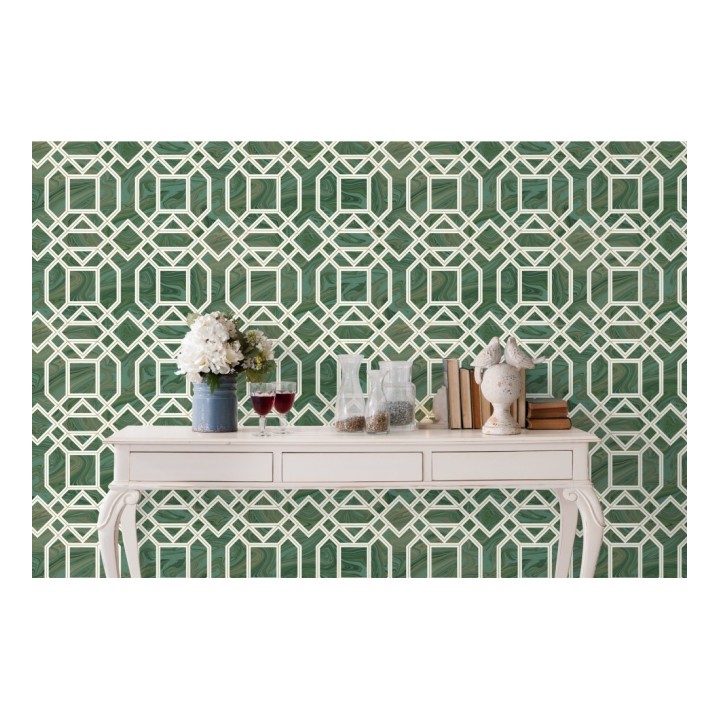 Papel pintado geométrico con inserciones en oro - Ducal Stone 679495