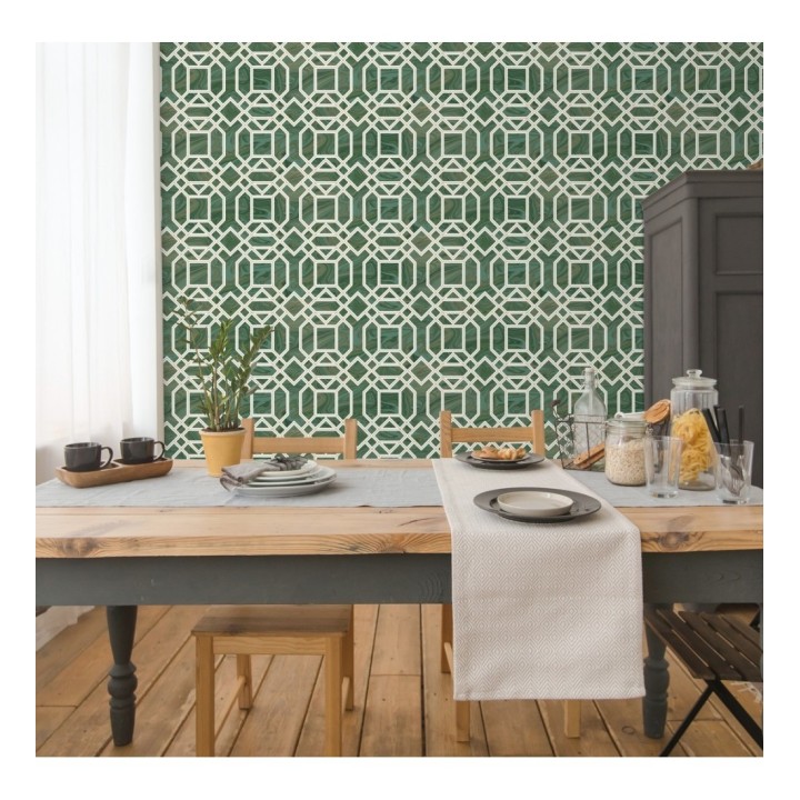 Papel pintado geométrico con inserciones en oro - Ducal Stone 679495