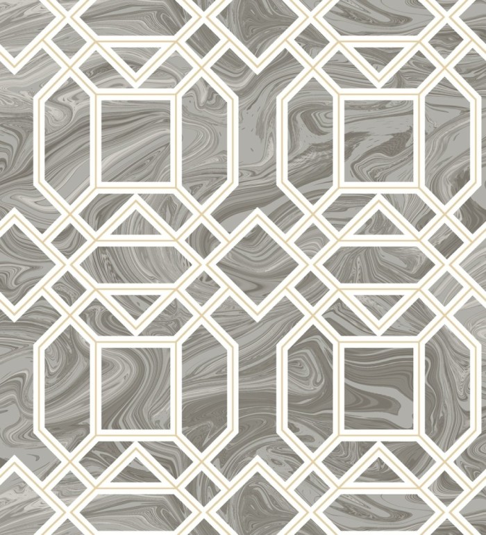 Papel pintado geométrico con inserciones en oro - Ducal Stone 679496