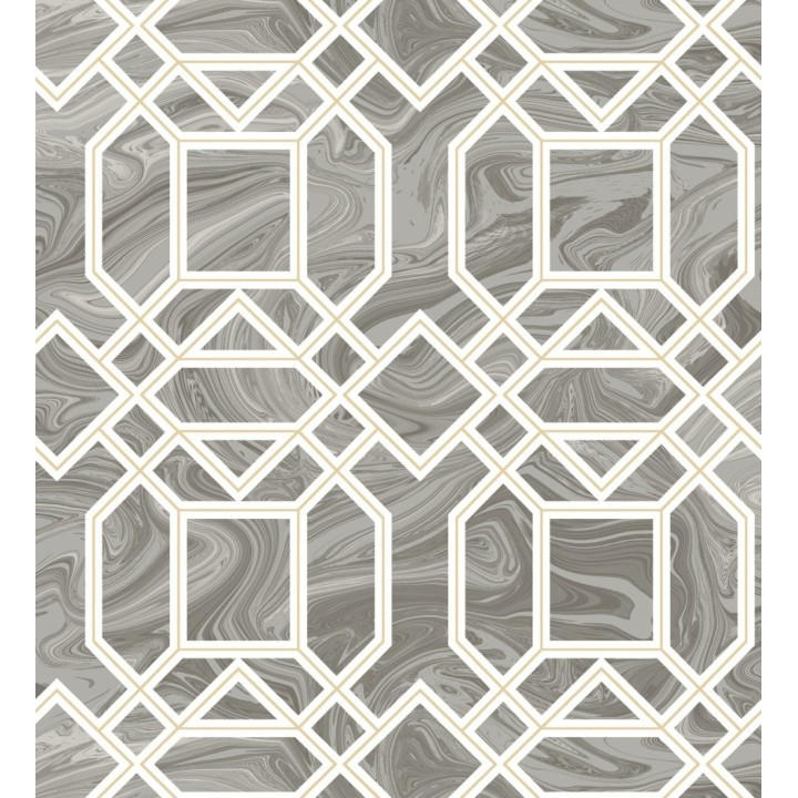 Papel pintado geométrico con inserciones en oro - Ducal Stone 679496