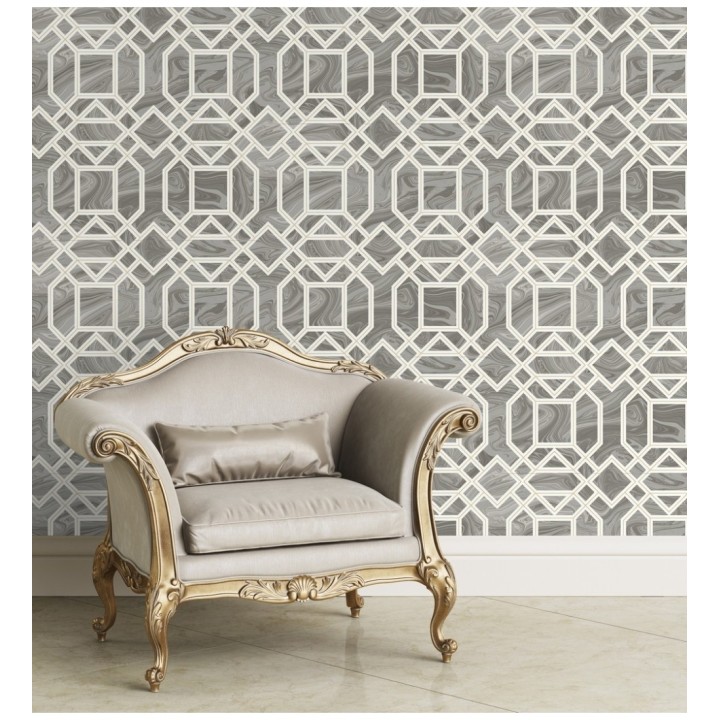 Papel pintado geométrico con inserciones en oro - Ducal Stone 679496