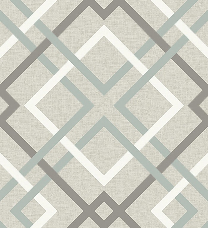 Papel pintado geométrico cuadros entrelazados estilo nórdico tonos grises - Copenhagen 679509