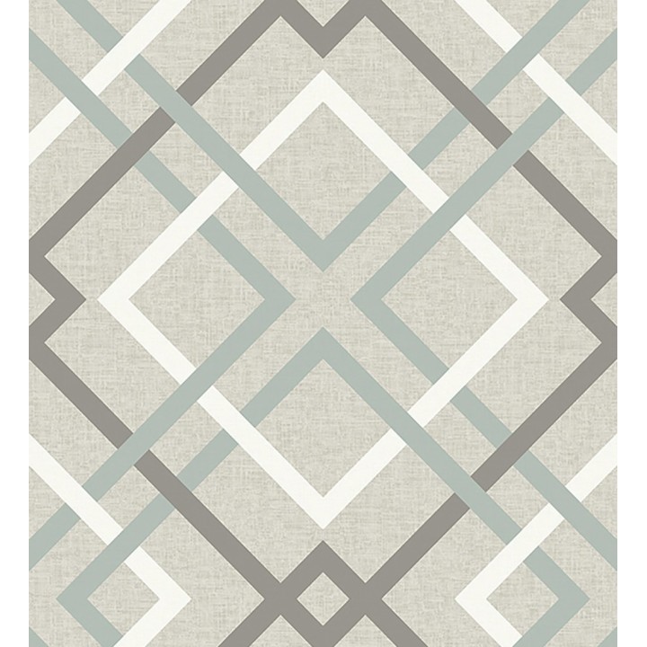 Papel pintado geométrico cuadros entrelazados estilo nórdico tonos grises - Copenhagen 679509