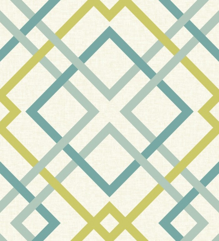 Papel pintado geométrico cuadros entrelazados estilo nórdico tonos tropicales - Copenhagen 679510