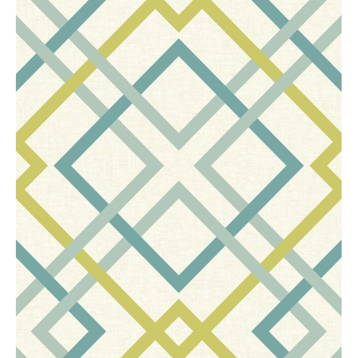 Papel pintado geométrico cuadros entrelazados estilo nórdico tonos tropicales - Copenhagen 679510