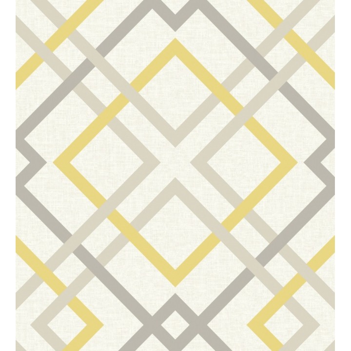 Papel pintado geométrico cuadros entrelazados estilo nórdico tonos amarillos - Copenhagen 679511