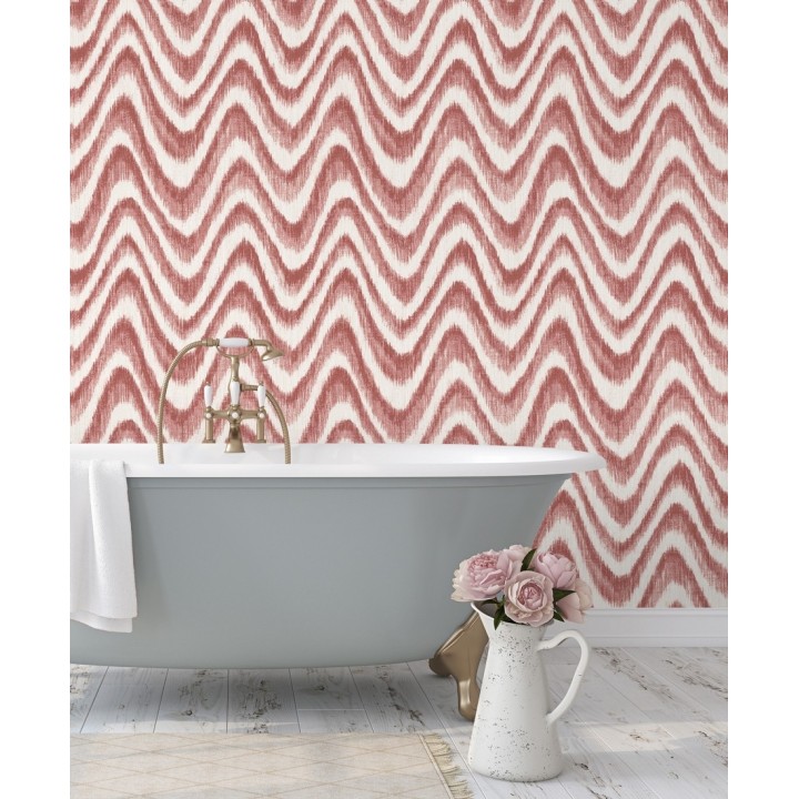 Papel pintado de ondas con degradados tonos coral tropical - Aloha 679523