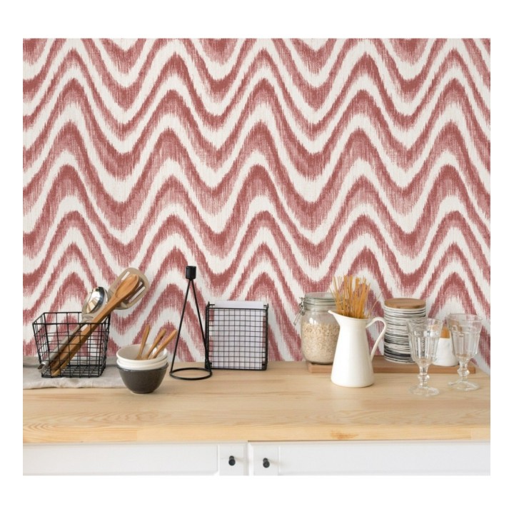 Papel pintado de ondas con degradados tonos coral tropical - Aloha 679523