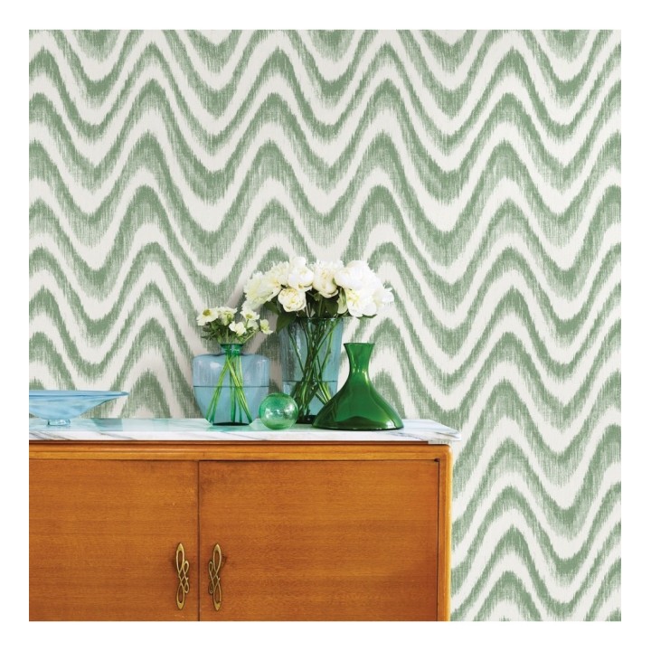 Papel pintado de ondas con degradados verde tropical - Aloha 679524