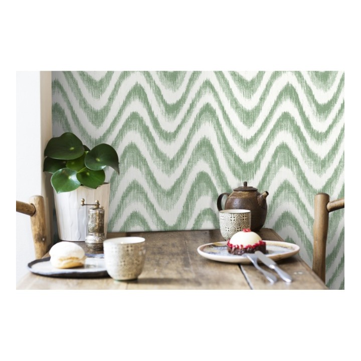 Papel pintado de ondas con degradados verde tropical - Aloha 679524